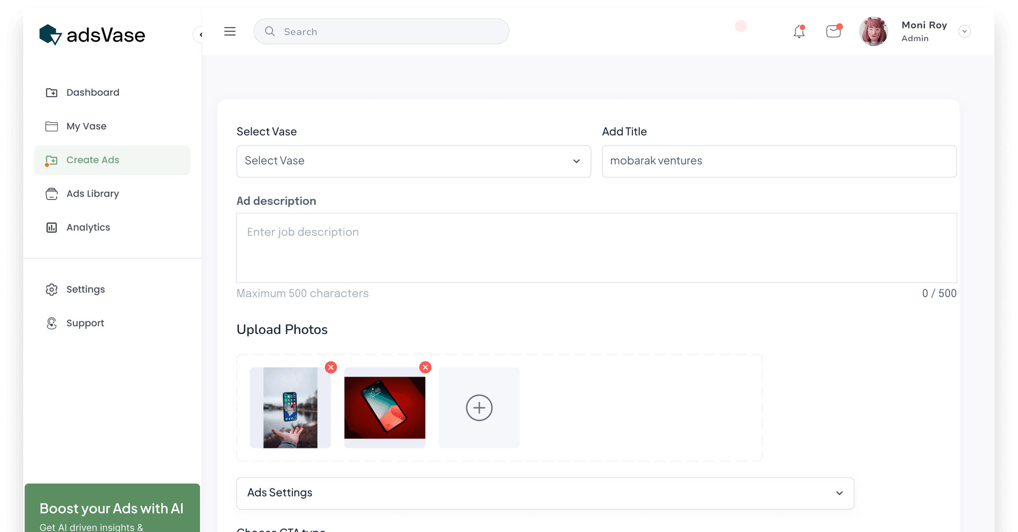Create Ads and Grow Audience.